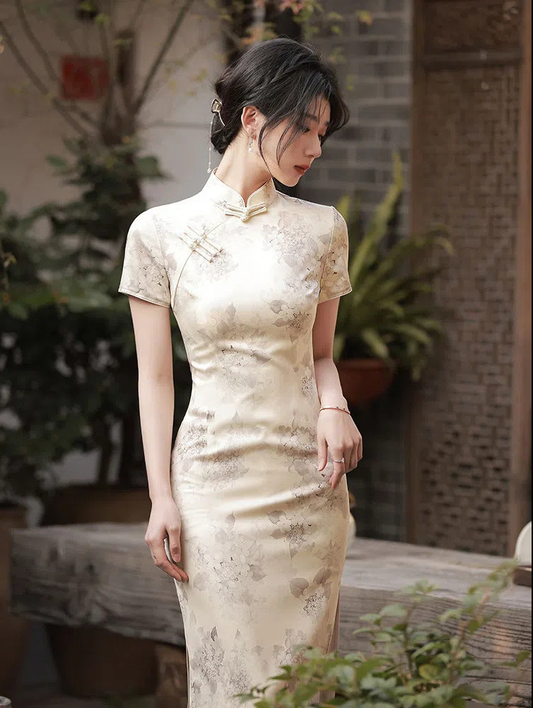 J7133 Temperament Retro Chinese Style Long Dress