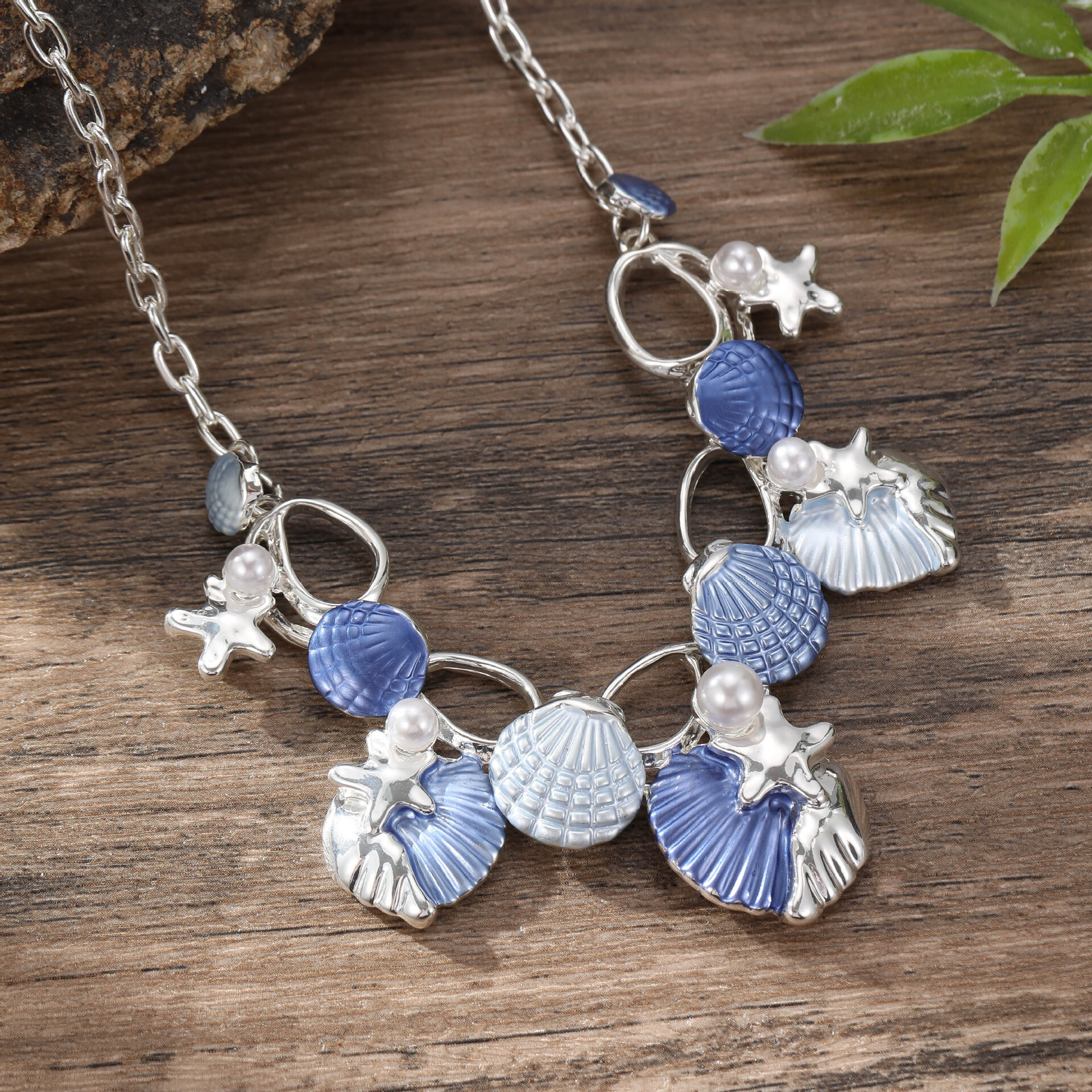 Luxury Jewelry Designer Jewelry Cross-border New Colorful Painted Oil Shell Starfish Necklace Fresh Beach Shell Women's Versatile Necklace Wholes