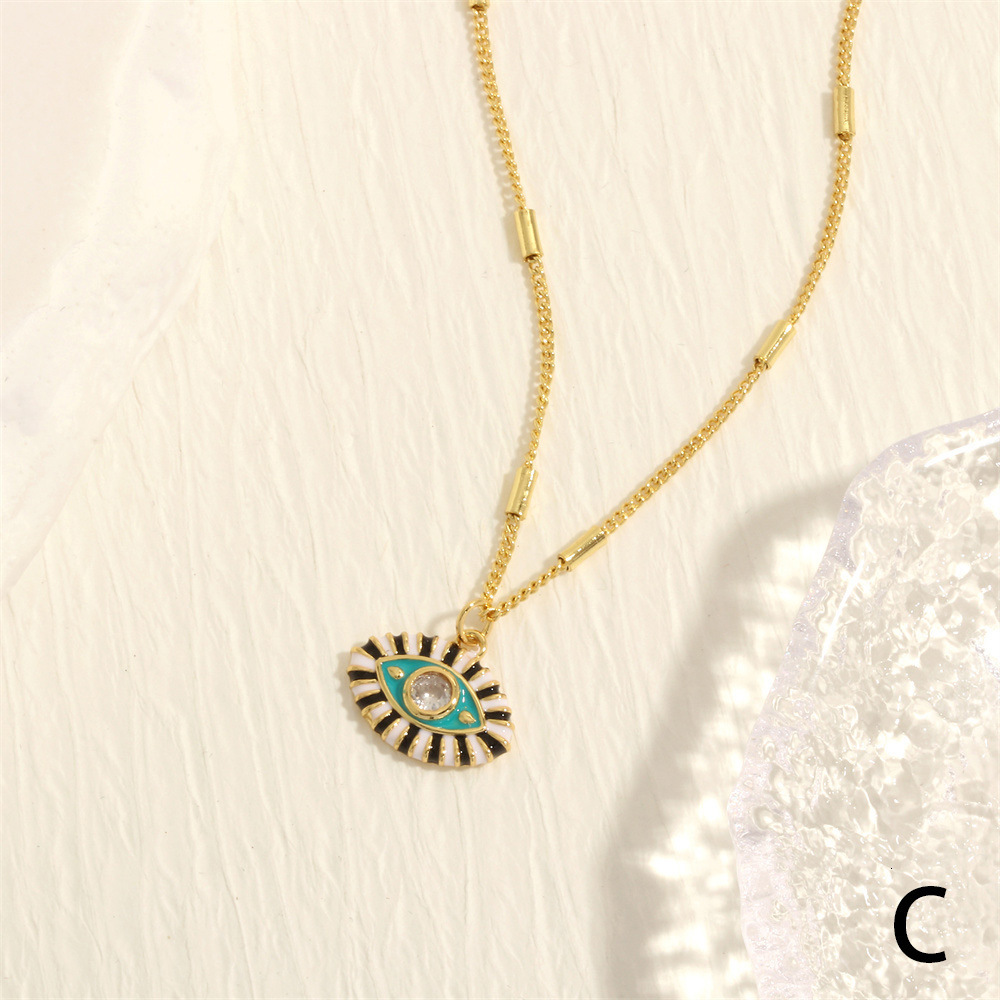 Luxury Jewelry Designer Jewelry Five Senses Eye Jewelry Colorful Oil Drop Devil's Eye Pendant Necklace Inlaid With Zircon Personality Ins Style 1