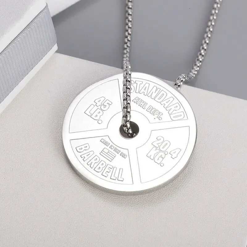 Stainless Steel Fitness Dumbbell Pendant Necklace Weight Plate Baell Chain Pendant for Men Youth Weightlifting Fitness Jewelry W250712