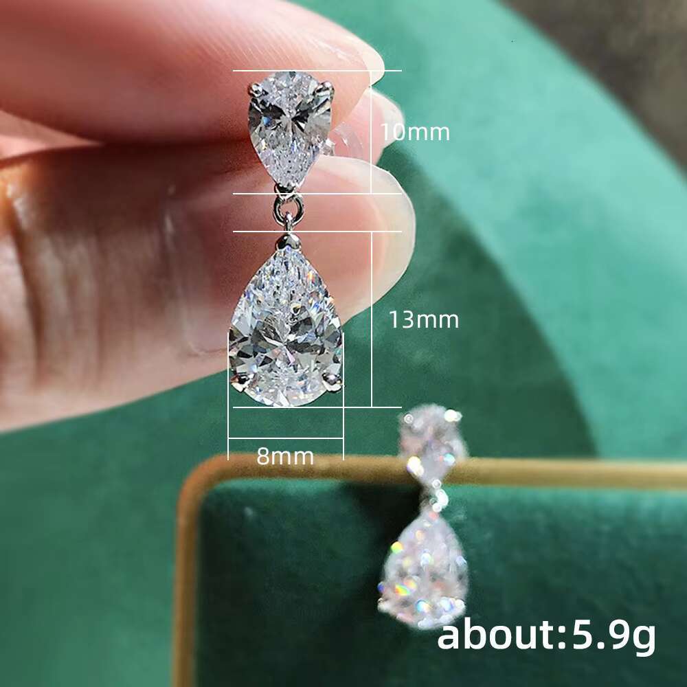 Factory Trendy Water Drop Cubic Zirconia Earrings Silver Plated Crystal for Women Wedding Trendy Jewelry Elegant Earrings