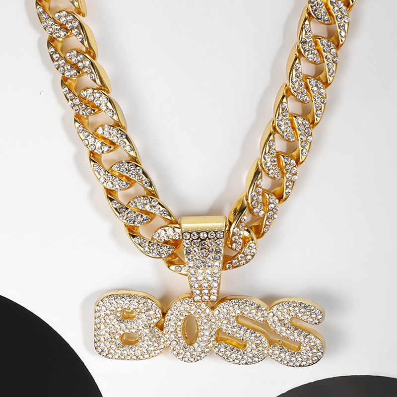 Luxury Jewelry Designer Jewelry European And American New Fashion BOSS English Letter Pendant Single Pendant Unisex Personality Hip Hop Full Diamond