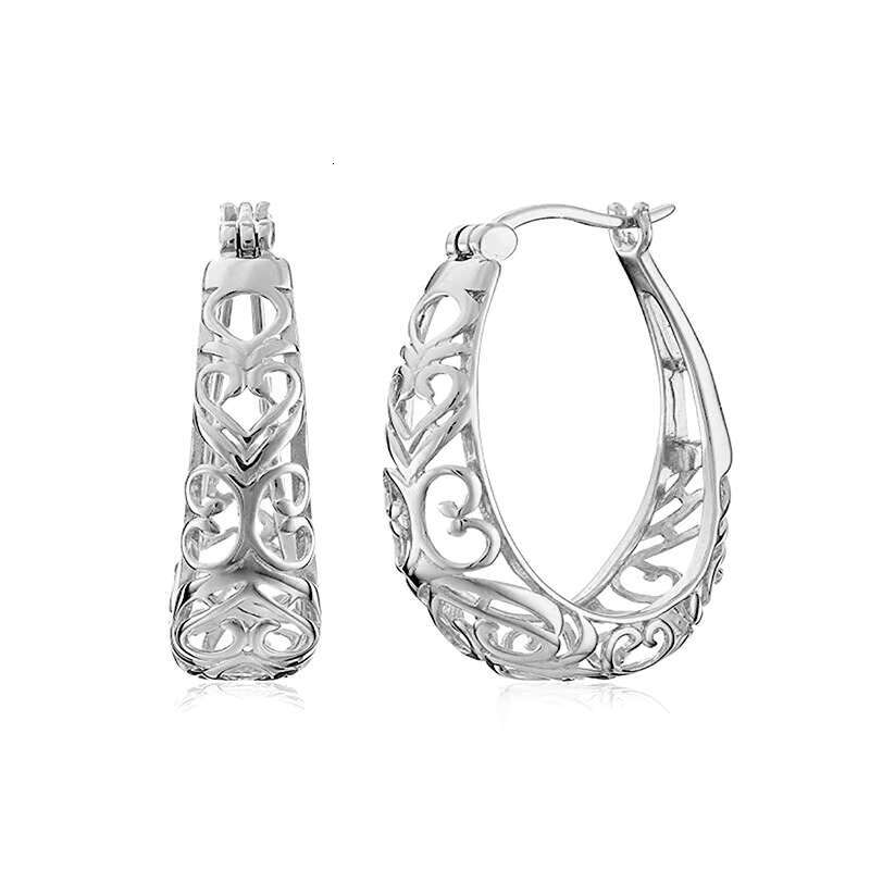 New Retro Refine Hollow Vintage Carved Big Noble Earrings Lady Girls Gold Hoop Earrings Women