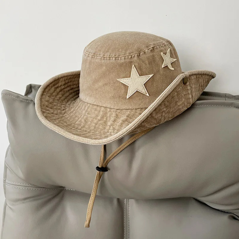 Cute Star Pink Bucket Hats Women Summer Outdoor Camping Sunscreen Western Cowboy Hat Korean Versatile Hiking Caps for Men 250711