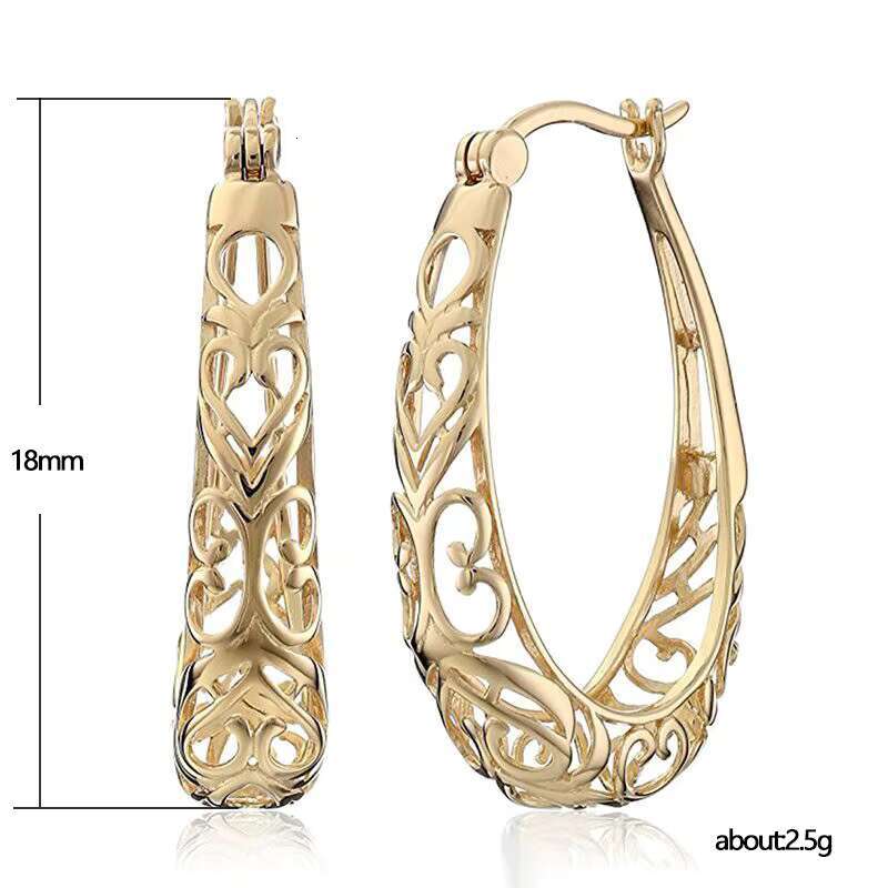 New Retro Refine Hollow Vintage Carved Big Noble Earrings Lady Girls Gold Hoop Earrings Women