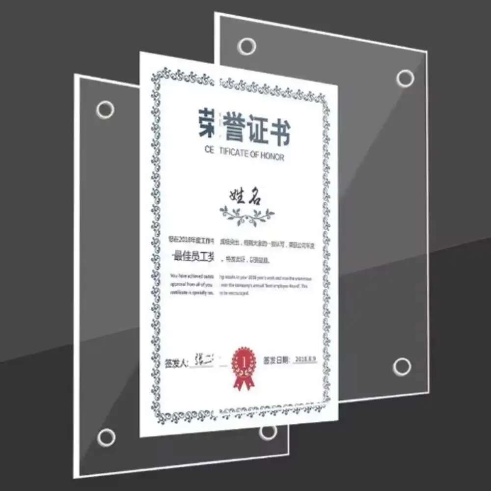 A4 Double Panel Acrylic Sign Holder Wall Mount Poster Clear Floating Frameless Photography Picture Photo Frame H260306