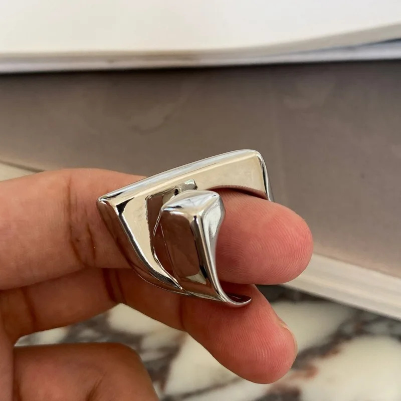 925 Sterling Silver Open Finger Ring Gold Color Geometric Asymmetric Punk Lines For Women Jewelry Gift Dropship Wholesale 250708