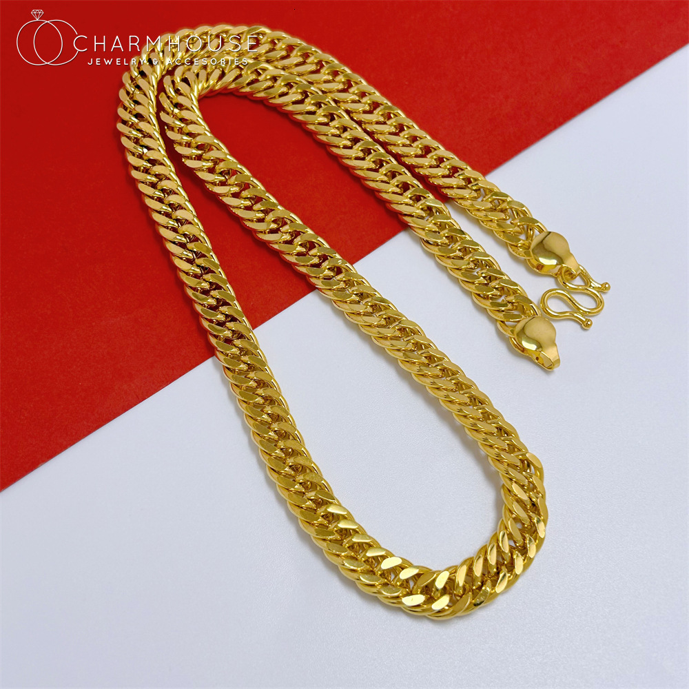 Luxury Jewelry Designer Jewelry Xiaohongshu Style Men's Bold Necklace 10mm Side Chain Hip Hop Style Chain Horsewhip Chain Braided Chain Wholesale