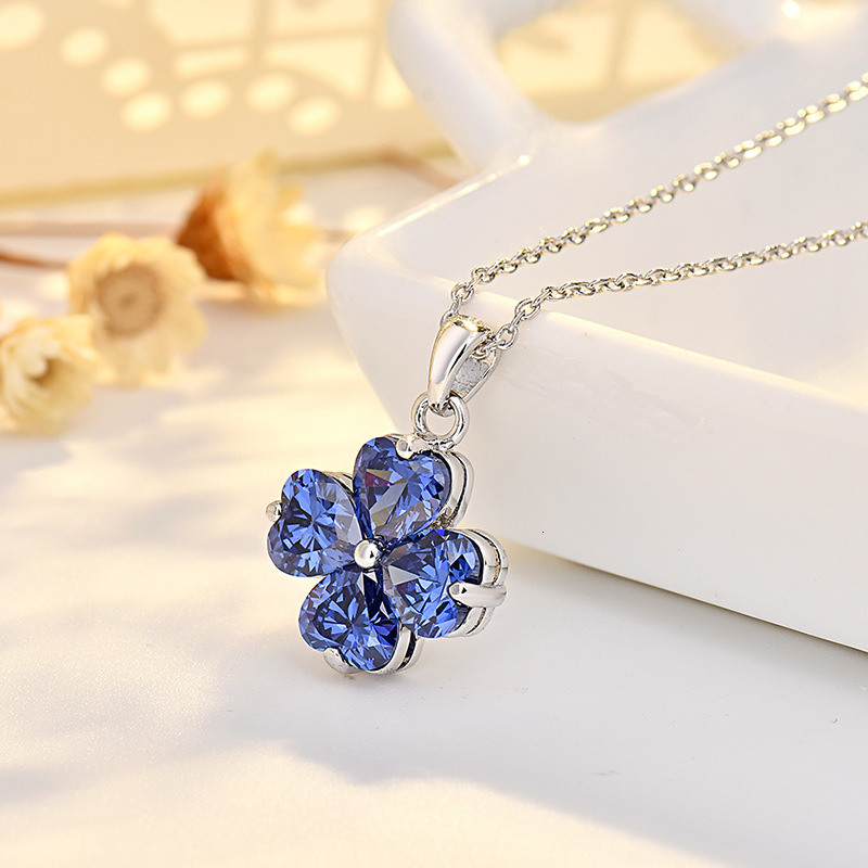 Luxury Jewelry Designer Jewelry Cross-border Amazon Hot-selling Twelve Constellations Four-leaf Clover Necklace Inlaid With Colorful Pendant High-end