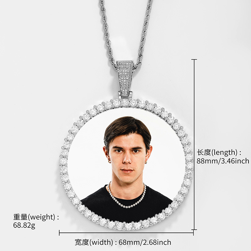 Luxury Jewelry Designer Jewelry European And American Hip-hop Family Personalized Photo Pendant Copper Inlaid Zircon DIY Big Brand Same Style Creative
