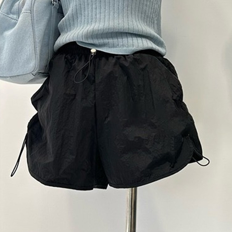 2025 Summer new women's solid color elastic waist work pants, women's summer A-line wide leg casual pants, loose shorts, new designer shorts