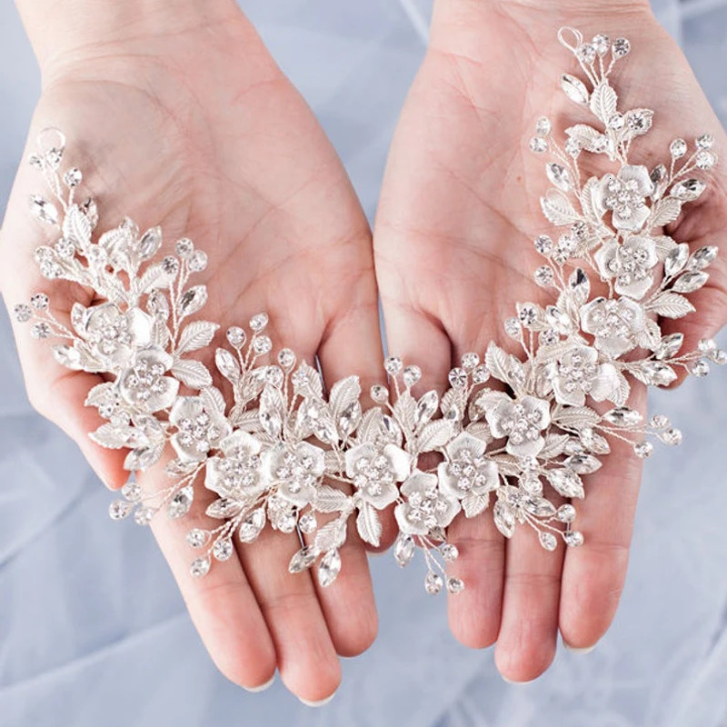 Flower Headband Wedding Hair Accessories Rhinestone Flower Bridal Tiara Headband Hair Comb Hairpins Wedding Hair Jewelry 250711