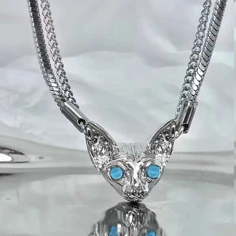 Fashionable Sweet and Cool Dark Cat Double Layer Clavicle Chain Senior Niche Design Cool Tpeent Opard Necklace W250712