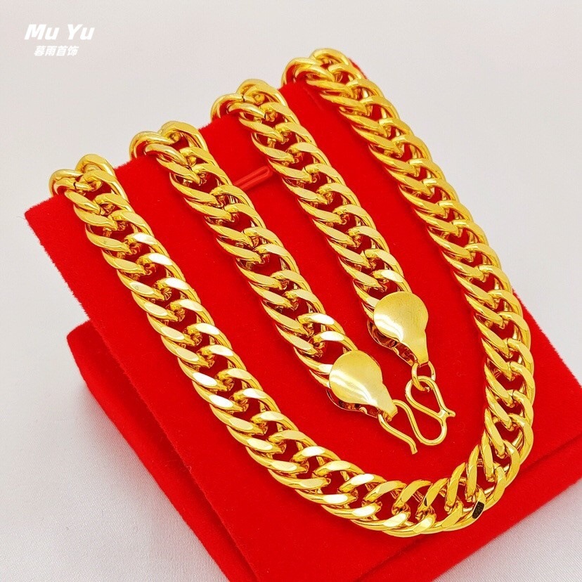 Luxury Jewelry Designer Jewelry Xiaohongshu Style Men's Bold Necklace 10mm Side Chain Hip Hop Style Chain Horsewhip Chain Braided Chain Wholesale