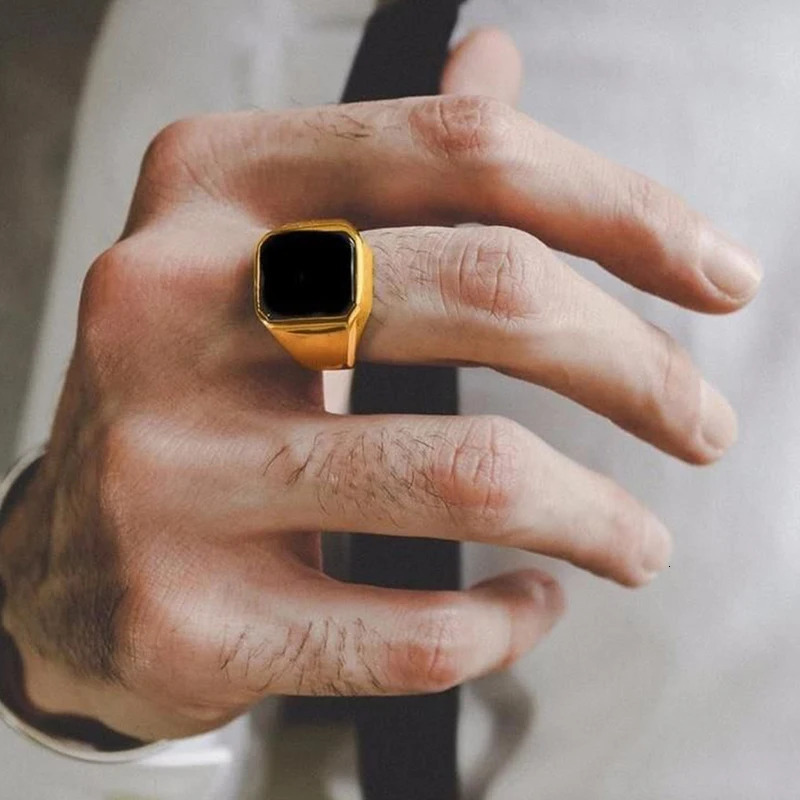 Vnox Gothic Punk Rings for Men Signet Rings Round Square Top Stamp Finger Band Chunky Boys Teens Rock Jewelry Fraternal Rings 250708