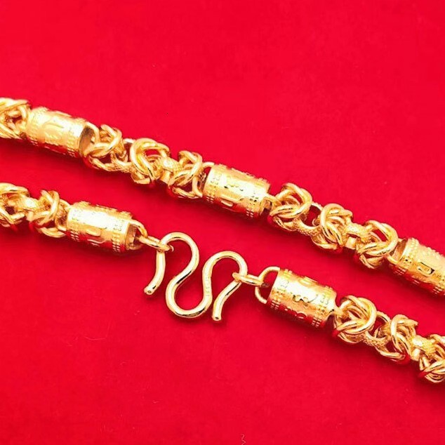 Luxury Jewelry Designer Jewelry New 10mm Six-word Mantra Dragon Bone Necklace Imitation Vietnamese Sand Gold 24K Inner And Outer Same Color High Color