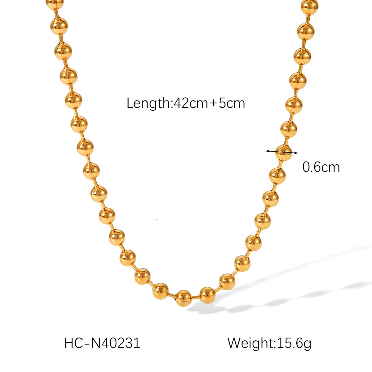 Luxury Jewelry Designer Jewelry Cross-border European And American INS Style Fashion 18K Gold-plated Necklace Handmade Chain Round Bead Chain Stainles