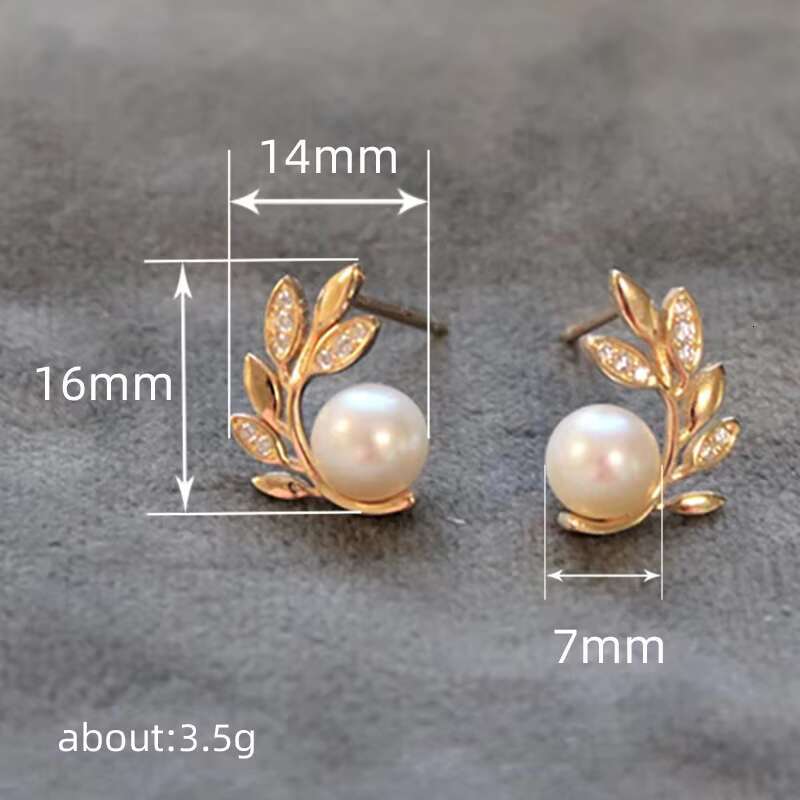 High Quality Luxury Leaf Design Full Cubic Zirconia Pearl Earrings for Wedding Women Jewelry Gold Plated CZ Stud Earrings