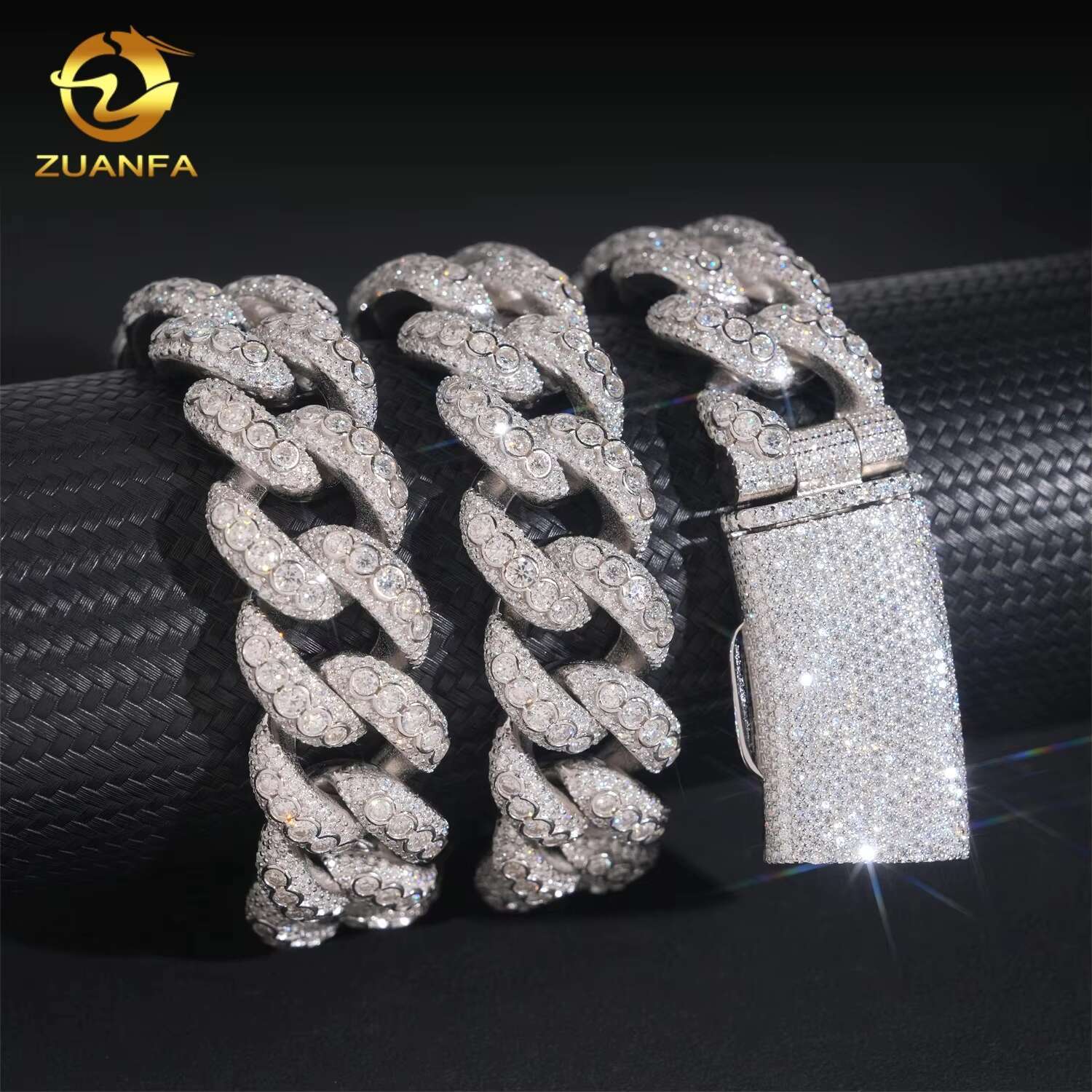 Wholesale Price Pass Diamond Tester 925 Sterling Silver Hip Hop 20mm Moissanite Cuban Link Chain