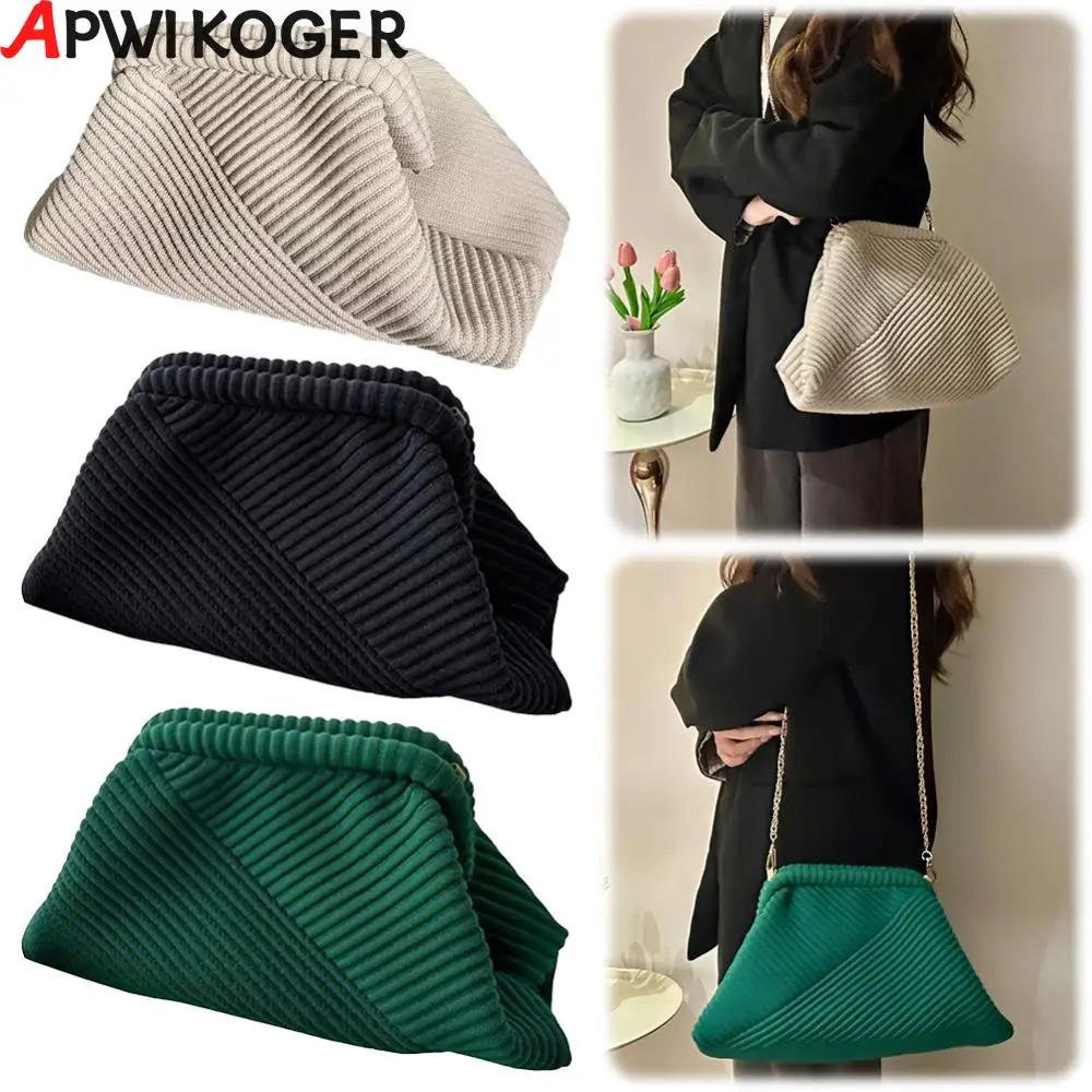 Women Evening Clutch Bag Corduroy Purse Large Capacity Soft Handbag Chain Strap Chic Hobo Trendy Sling 250703