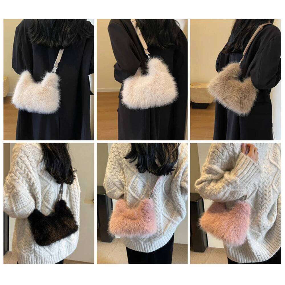 Shoulder Soft Fluffy Crossbody Faux Fur Handbag Winter Women's Bag 2024 Ladies Clutch Purse For Women