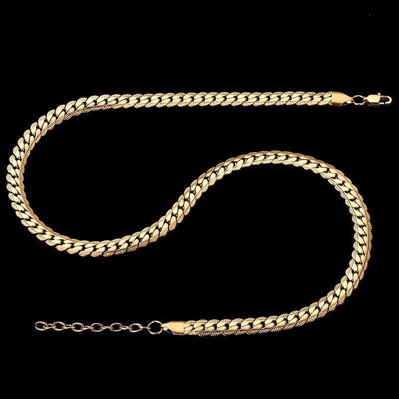 Luxury Jewelry Designer Jewelry Necklace Embossed Chain Hip Hop Thick Chain Titanium Steel Encrypted Embossed Chain Cross-border Hot Sale In Stock