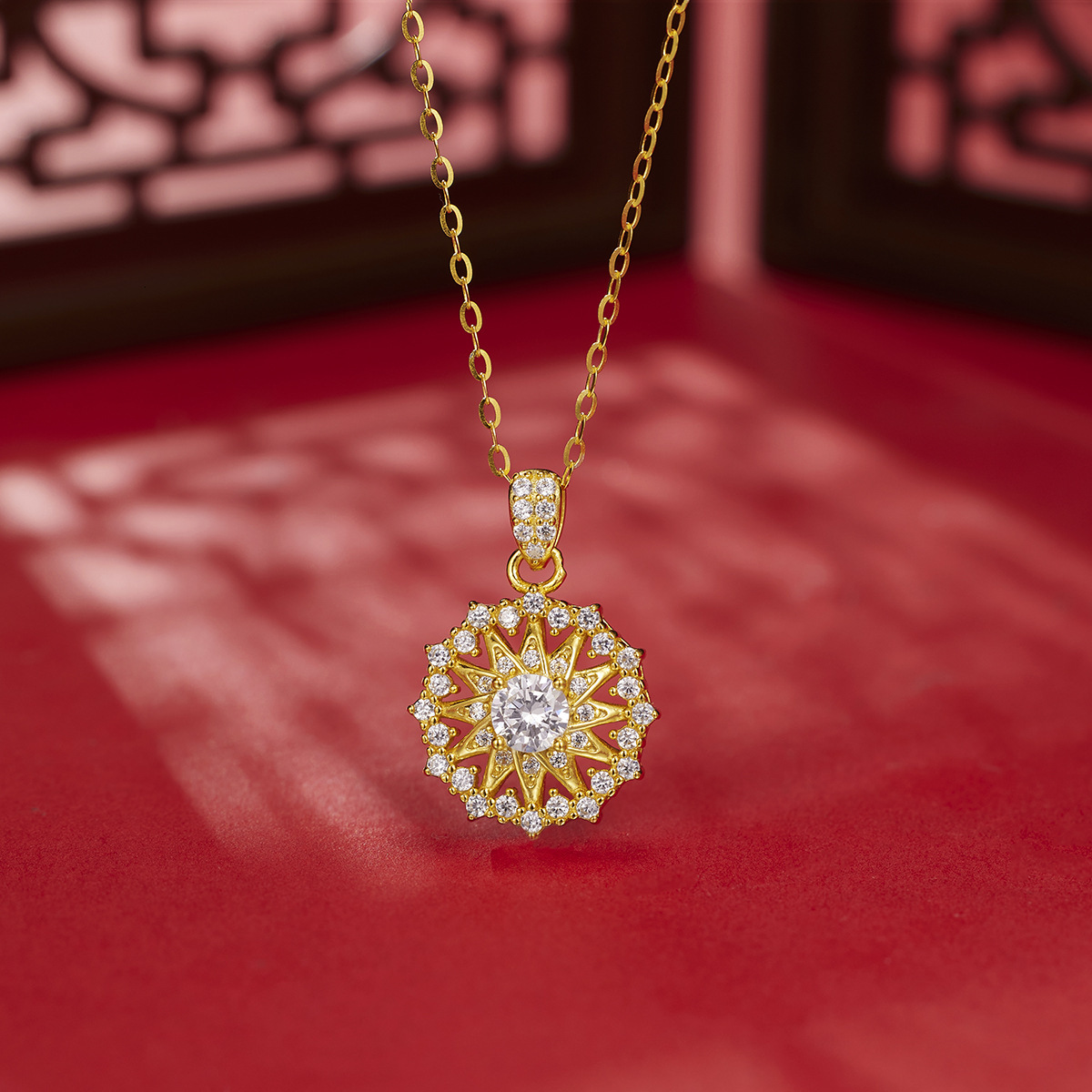 Luxury Jewelry Designer Jewelry Yincheng S925 Sterling Silver Sun Star Compass Necklace For Women Vintage Chinese Style Zircon Full Diamond Address Cl