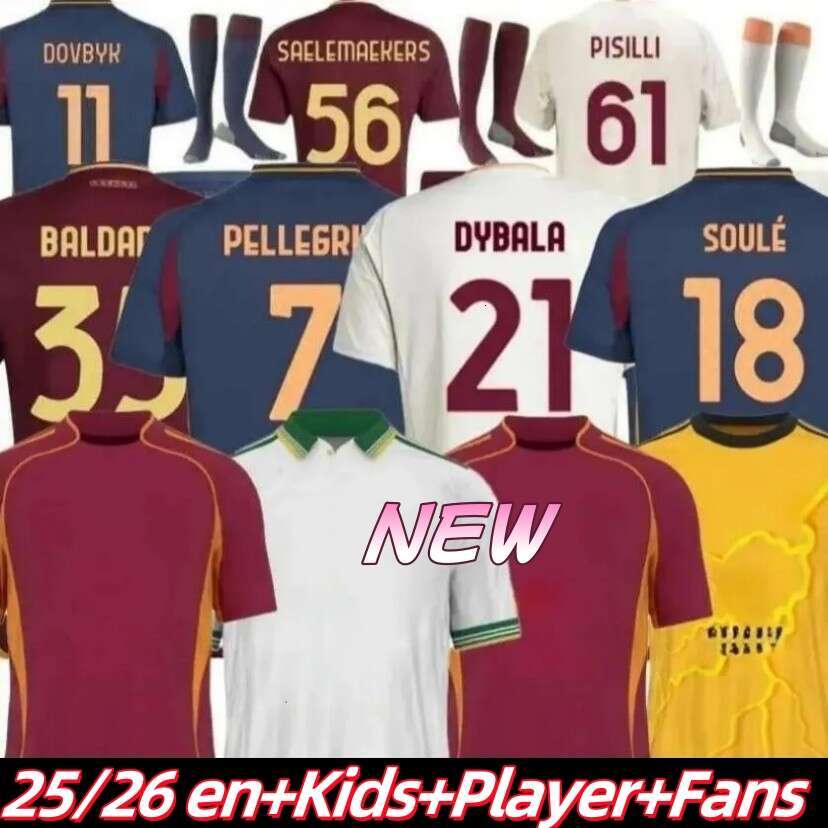 25 26 ROMA soccer jersey ABRAHAM PAREDES DYBALA MANCINI 2025 2026 men kids football shirt E. LE FEE player fans home away 3rd ZALEWSKI EL SHAARAWY ROME