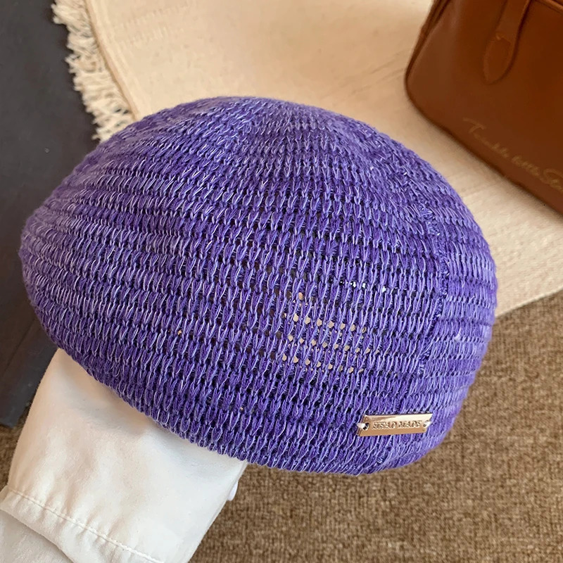 Japanese Retro Knitted Beret Women Spring and Autumn Thin Breathable Big Head Literary and Versatile British Reverse Painter Hat 250712