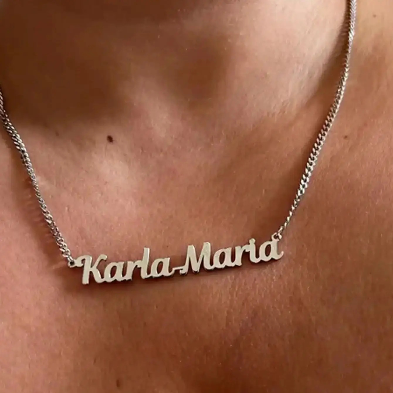 Personalised 18K Gold Name Necklace with Curb Chain Custom Gothic Name Necklace Birthday Gift for her Christmas Gift for Her 250709