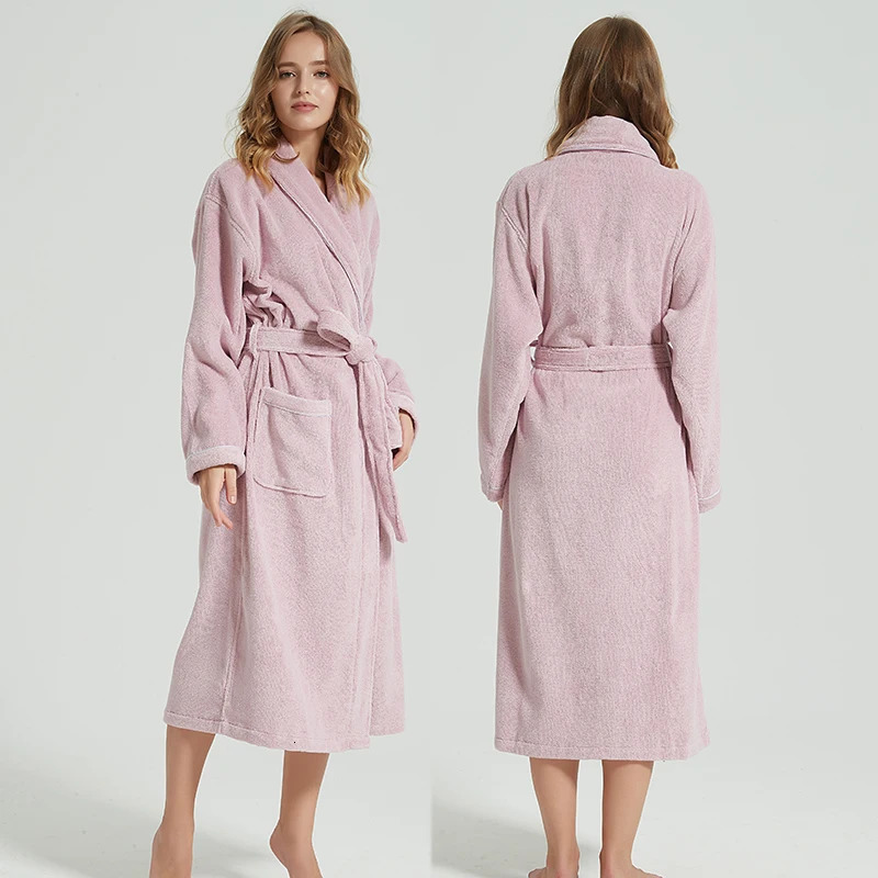 Bathrobe Men 100% Cotton White Sleepwear Towel Fleece Robes For Male Plaid Robes Long Bath Robe Bride Robe Dressing Gown 250710