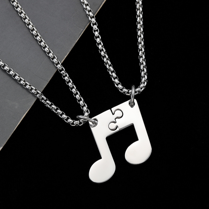 Luxury Jewelry Designer Jewelry Cross-border New Product Stainless Steel Personalized Fashion Jumping Note Puzzle Couple Necklace Men And Women Couple