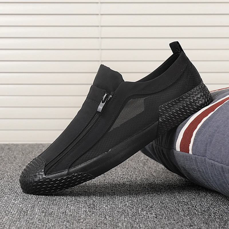 Mens Canvas Shoes Breathable Outdoor Casual Shoes Men Black Comfortable Slip-on Loafers Lazy Driving Shoes 2025 250708