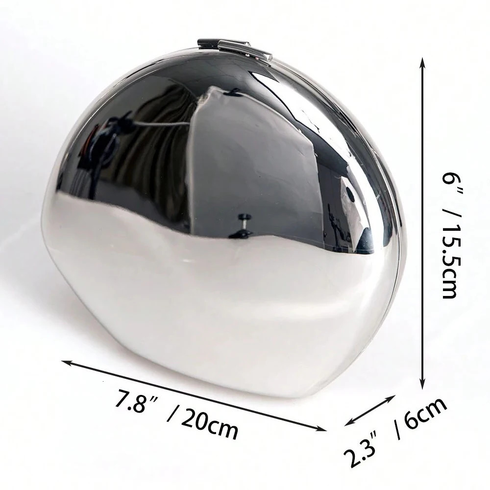 Acrylic Egg Shape Clutch Bag Smooth Mirror n Handbag Women Evening Bag Party Cute Purse Metal Shell Handbag 250708