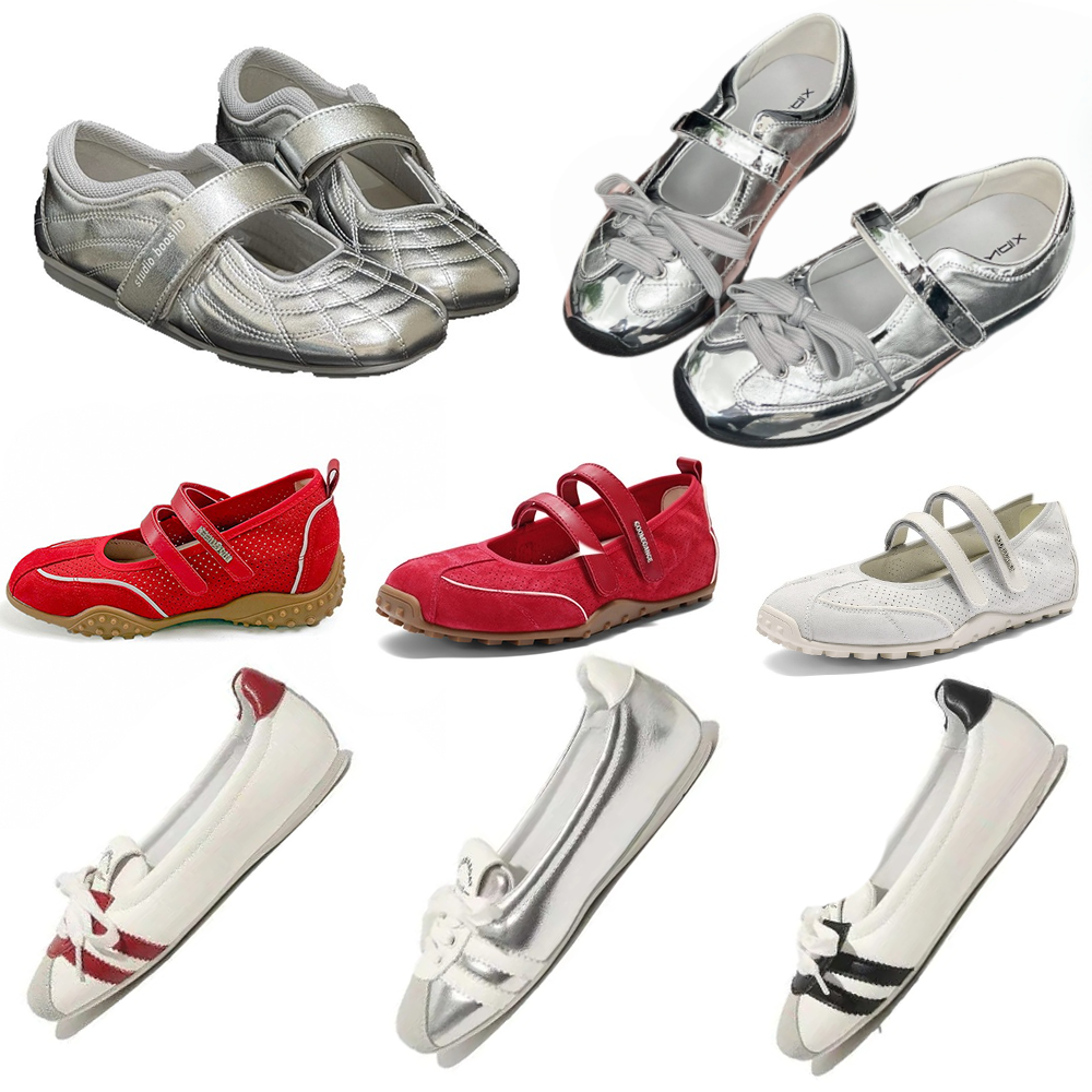 Functional Ballet Sneakers for Women Sporty Techwear Design Coquette Balletcore Shoes Y2K Inspired Ballet Flats Sport Casual Designer Womens Sneakers Comfort