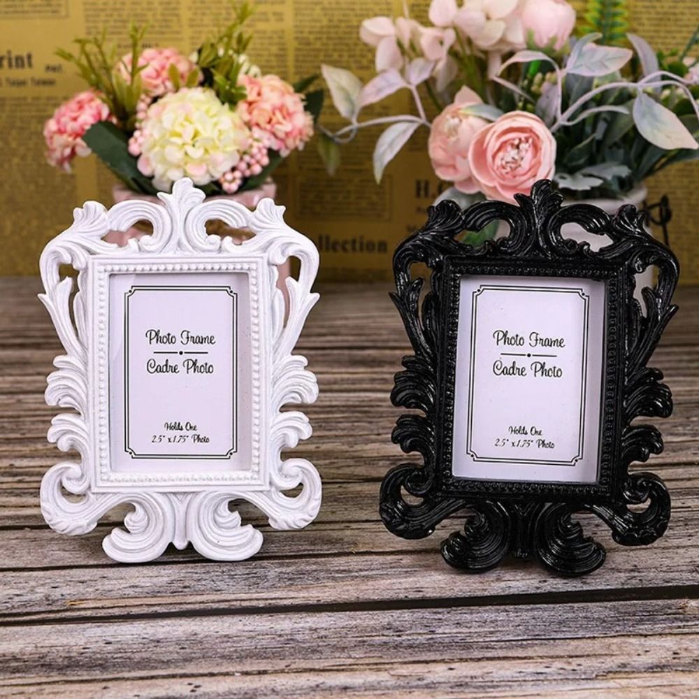 Square Retro Ornament ID Resin Baroque Holder Frame Photo Prop Wedding Gift H260306