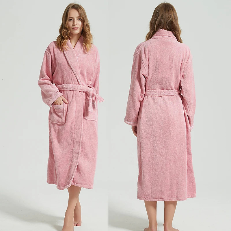 Bathrobe Men 100% Cotton White Sleepwear Towel Fleece Robes For Male Plaid Robes Long Bath Robe Bride Robe Dressing Gown 250710