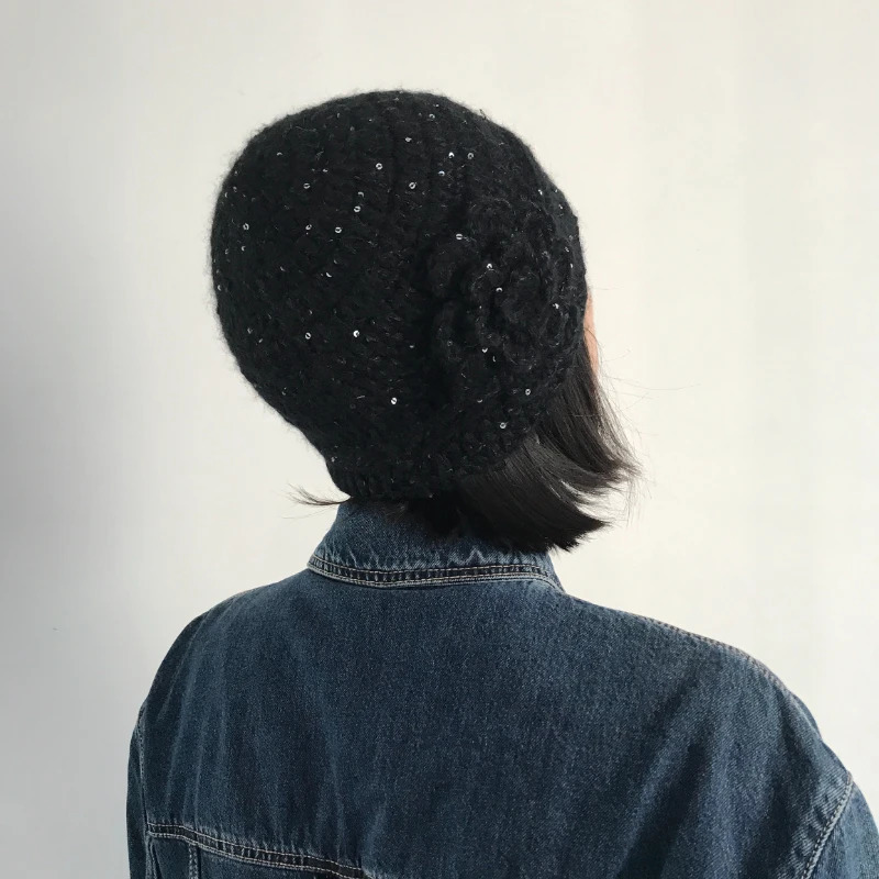 Crochet Knitted Hat Spring Autumn Thick Line Handmade Winter Female Vintage Fashion Beanies Hat Y2k Girls 250712