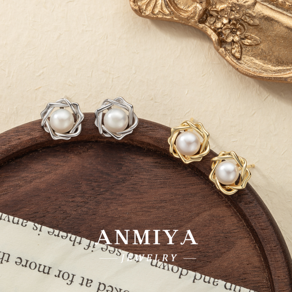 Wholesale Price Fashion Jewelry 18k Gold Pearl Design 925 Silver Stud Pearl Earrings for Women