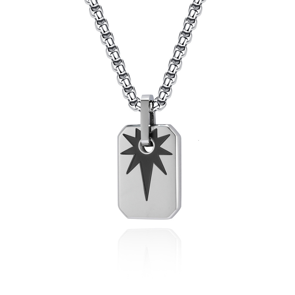 Luxury Jewelry Designer Jewelry Cross-border Creative Hexagram Square Pendant Light Star Titanium Steel Interlocking Necklace Versatile High-end Men&#
