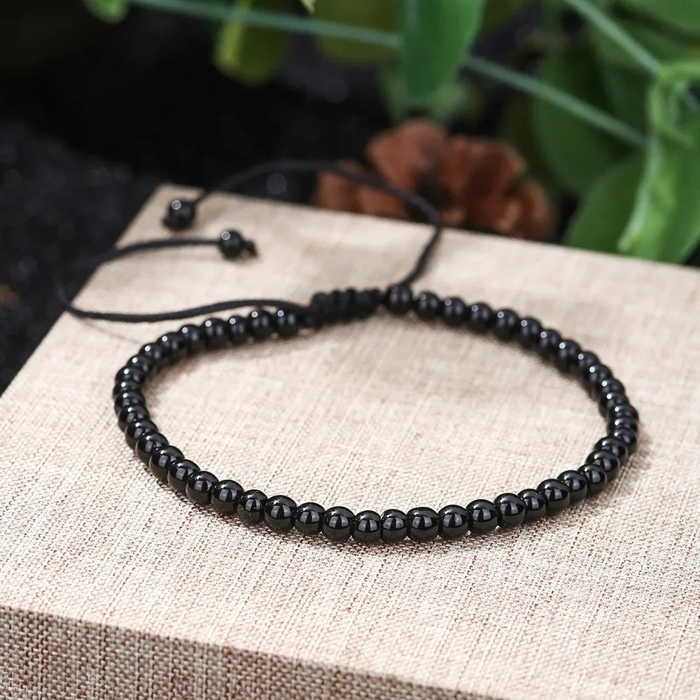 Fashion Beaded Rope Bracelet Unisex Braided Adjustable Cord 4/6mm Obsidian Tiger Eyes Stone Braclet Meditation Couple Jewelry 250712