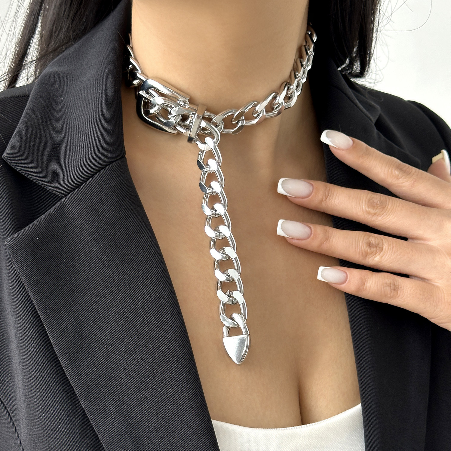 Luxury Jewelry Designer Jewelry Exaggerated Metal Thick Chain Belt Buckle Necklace Bracelet Waist Chain Hong Kong Style Cool Unisex Hip Hop Minimalist
