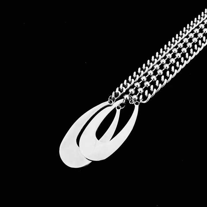 Luxury Jewelry Designer Jewelry New Punk Style Cool Niche Double Ring Necklace High-end Ins Collarbone Chain Cross-border Hip-hop Titanium Steel Neckl
