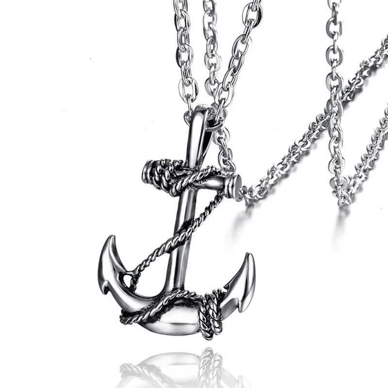 Ropean and Titanium Steel Boat Cat Necklace Mens Stainless Steel Pendant Creative Personalized Cross 0-Shaped Chain Wholesale W250712