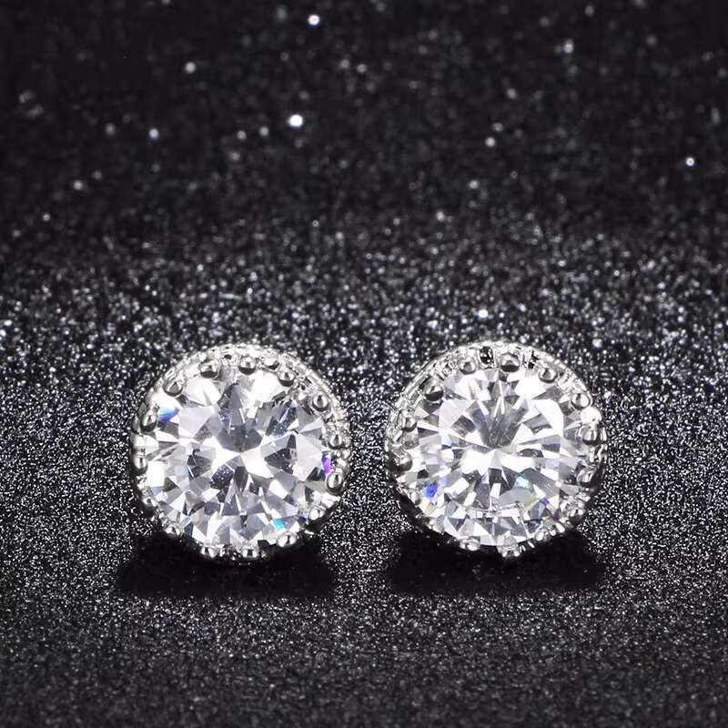 Beautiful Cubic Flower Round Zircon Stud Earring Girls Chic Dainty Romantic Silver Stud Earrings Women