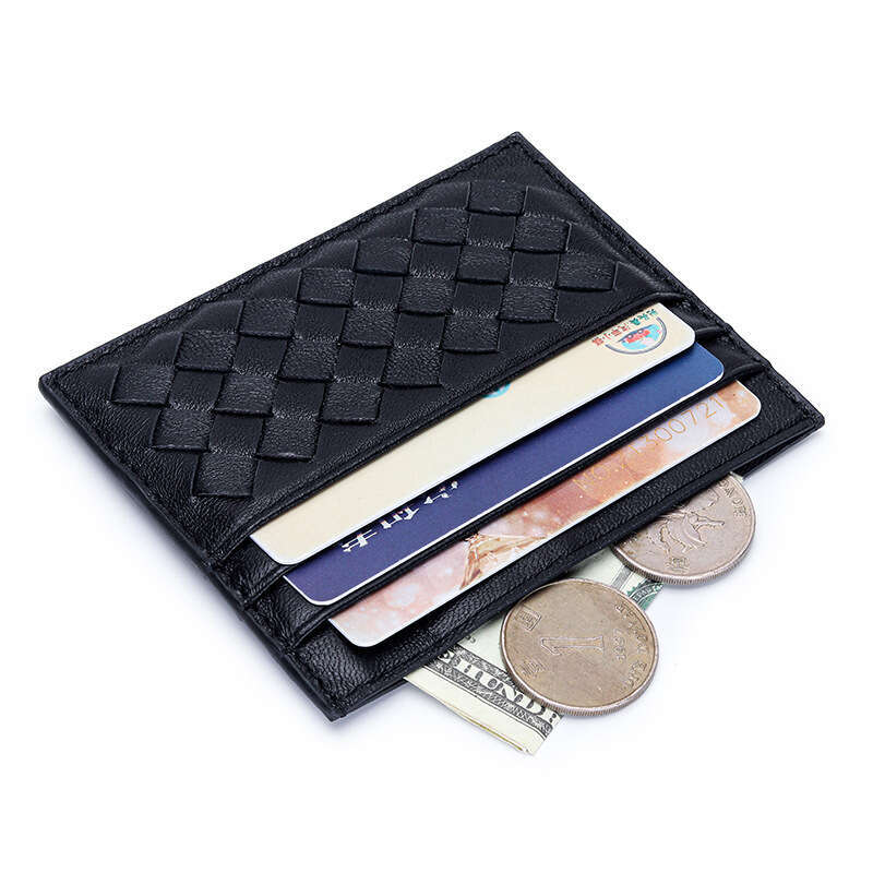 Ultra-thin Mini Sheepskin Women's Credit Fashionable Bus Multi-card Slot Men's Woven Card Holder ID Case