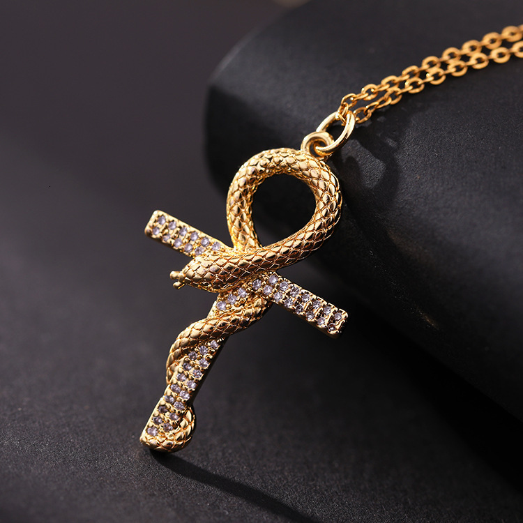 Luxury Jewelry Designer Jewelry Cross-border Retro Punk Cross Necklace Personality Zircon Cross Pendant European And American Niche Titanium Steel Col