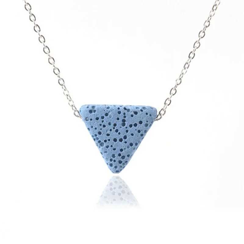 Colorful Triangle Lava Stone Essential Oil Diffuser Necklace Aromatherapy Volcanic Rock Stainless Steel Chain Jewelry W250712