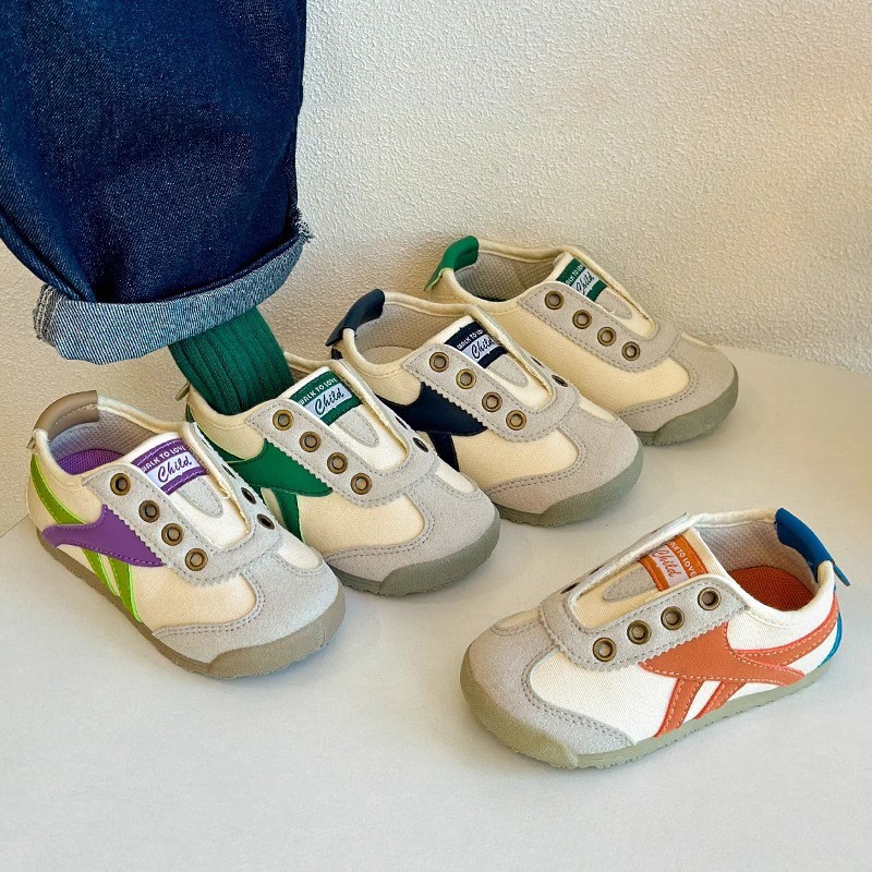 2025 Spring and Autumn Styles of Children's Canvas Shoes Soft - soled Casual Skate Shoes for Boys and Girls Indoor Shoes for Kindergarten Baby Wa