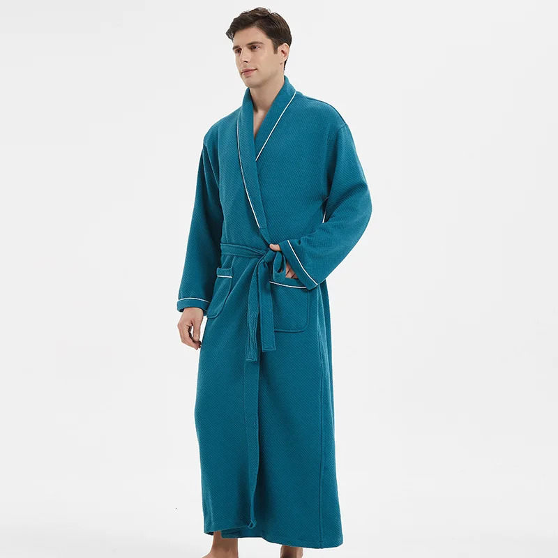 Men Bathrobe Winter Thick Warm Grid Cotton Bathrobe Mens Sleepwear Bath Robe Fashion Robes Male Thermal Dressing Gown 250710